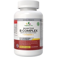 Bioactive B Complex with Vitamin C – Methylated B12, Folate (5-MTHF), B6 P5P, PABA, Choline, Inosito