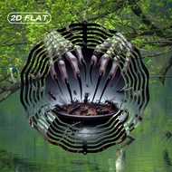 3D Gothic Witch Wind Spinner with Stained Glass, Bats & Spider Web, 25.4cm Metal Garden De