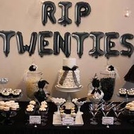 11pcs Black "Rip TWENTIES" Letter Balloons, Black 30th/40th Birthday Decorations, Men/Women 30th/40t