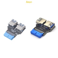 Amon 19Pin to Dual USB Adapter Connector USB Connector Motherboard 19Pin to USB3 0 Hub Converter 2Po