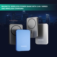 Equinox magnetic wireless power bank with 2-in-1 wired and wireless charging