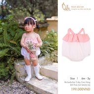 M&B (6Y-3Y) Bodychip 2 straps Lovely Pink plaid, soft cotton, fashionable for girls 7kg4 - 15kg Pink