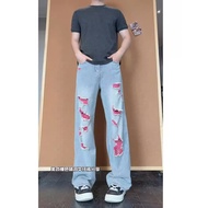 Women's ED Hardy Heavy Industry Denim Wide-Leg Pants with Beaded Embroidery - Winter Collection