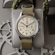 Vintage Pilot Seagull 1963 ST1901 Mechanical Chronograph Watch Waterproof NATO Nylon Strap Casual Me