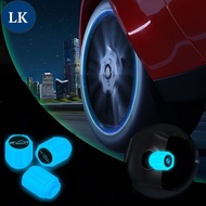 LK 4 Pcs Luminous Car Tire Valve Stem Caps/ Waterproof Corrosion Resistant  Tires Stem Covers/ Creat