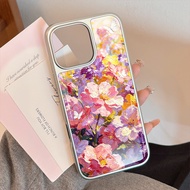 case for iphone xr 11 12 13 14 15 16 pro max plus air back cover oil painting flower pattern tpu cas
