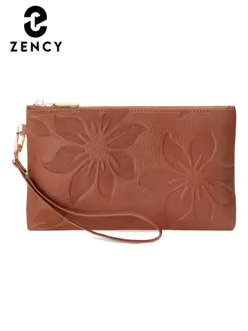 Zency Fashion Floral Wallets Women Split Leather Clutch High Quality Card Case Slots Coin Long Zippe