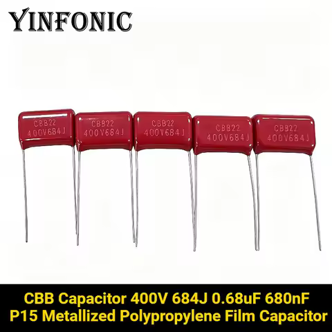 10pcs CBB capacitor 684 400V 684J 0.68uF 680nF P15 CL21 Metallized Polypropylene Film Capacitor