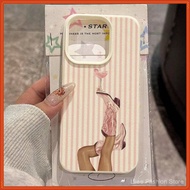 Western Style Pink TPU Fashion 1pc Retro Western Cowboy Boot Striped Pattern TPU Soft Phone Case Com