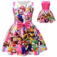Movie Super Mario Brothers Girls Dress Children Party Princess Dress 9273