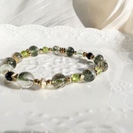 橄欖石 綠幽靈 綠碧髮 葡萄石 黑尖晶 水晶 手鍊 手環