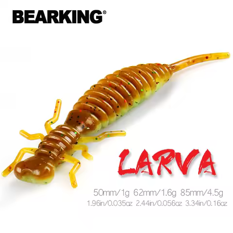 BEARKING Larva Soft Lures 50mm 62mm 85mm Fishing Artificial Lures Silicone Bass Pike Minnow Swimbait