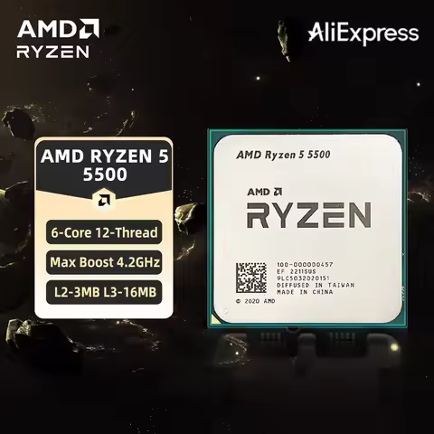 AMD Ryzen 5 5500 CPU AMD R5 5500 Processor 4.2GHz 6-Core 12-Thread 16MB Cache Socket AM4 Desktop PC 