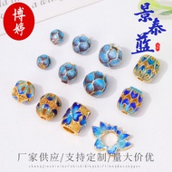 Cloisonne Burnt Blue Oil Drip Beads Barrel Beads Accessories Lotus Barrel Beads Spacer Beads Bracele