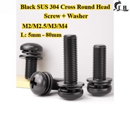 [CB-SZYTZH] Black 304 Stainless Steel, Washer Three-Piece Combination + Phillips Round Head Screw M2