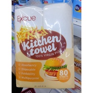 Excue Kitchen Towel 80 Sheets | 100% Virgin Pulp | Strong Absorbency | Multipurpose Disposable Towel