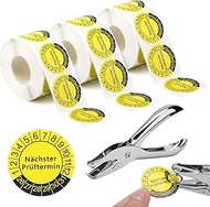 Dguv V3 Test Badges, 1 Hole Punch, Test Badge Pliers, Next Test Date DGUV V3 - Diameter 30 mm, Self-