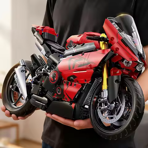2000pcs Racing Motorcycle V4S Building Blocks Set,1:5 Sports Car Model Kit,STEM Bricks Toys for Teen