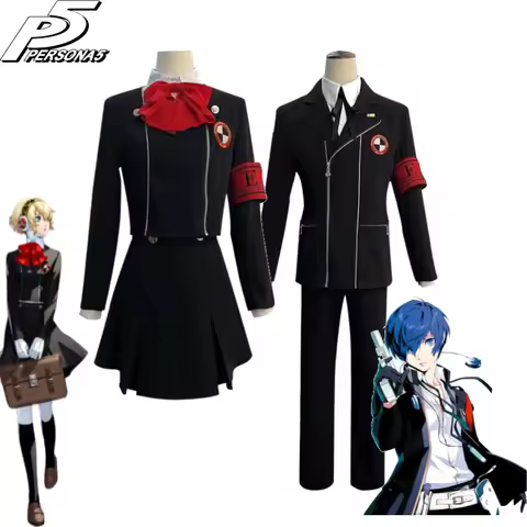 Persona 3 Reload Cosplay Aigis Minato Arisato Gekkoukan High School Uniform Set with Tie Badge Armba