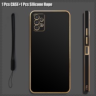 For Samsung A13 Lte Samsung A13 4G Case Luxury Electroplating Soft Phone Case with Silicone Lanyard