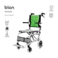 Bion Traveller Wheelchair (Green) | Portable Travel Wheelchair Small Wheels Lightweight Durable Compact 7.2Kg