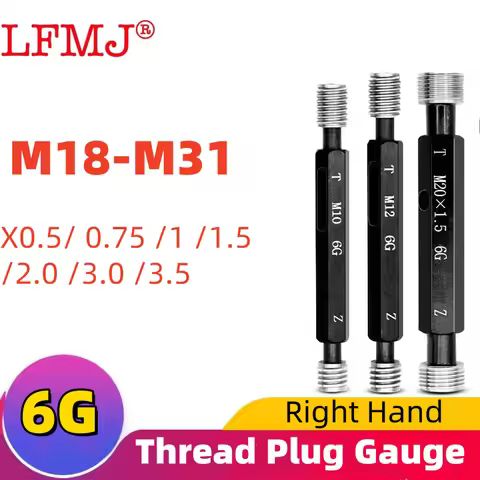 6G M18-M31 Gcr15 Steel Gage Metric Fine Teeth Thread Plug Gauge High Quality wholesale X 0.5 0.75 1 