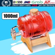 Dispenser Air Dengan Tutup dan ABS Keran Kapasitas 1 Liter Dispenser Wadah Minuman Dengan Rak Kayu W