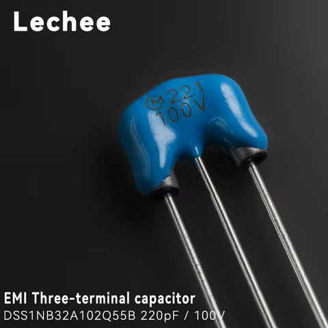 10pcs/lot DSS1NB32A221Q55B 220pF 100V 6A Three-terminal filter capacitor EMI Static noise filter DIP