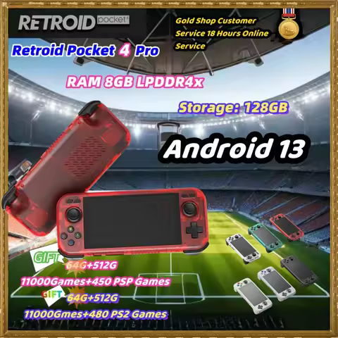 Retroid Pocket 4 Pro HandheldS4.7 Inch Video Game 8G+128GB RP4 Android 13 WiFi 6.0 Bluetooth Console