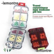 LEMONTRE Medicine Organizer Box Pill Holder Dispenser Organiser 12 Grid Pill Box