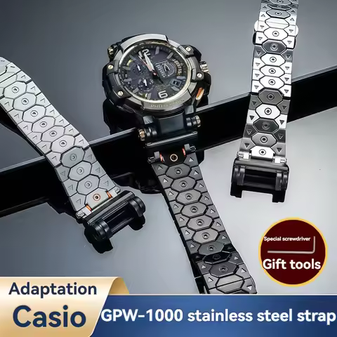 Stainless Steel Watch Band for Casio G-Shock GPW-1000T/GB | GPW1000 Modified Bracelet | Men's Outdoo