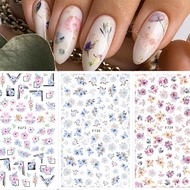 1PC 3D Nail Stickers Decals Transfer Spring Flowers Leaves Transfer Decals For Nails Decoration Mani