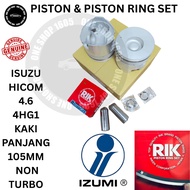 ISUZU 4HG1 4.6 HICOM  NON TURBO DENGAN 4HG1-T TURBO IZUMI PISTON SET/ RIK PISTON RING SET
