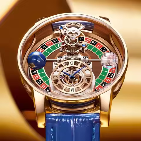 HAEMMER New Men's Watch Transparent Hollow Design Celestial Roulette Quartz Watch Waterproof Leather