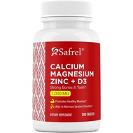 Safrel Calcium Magnesium Zinc with Vitamin D3, 300 Tablets - Calcium 1000 mg, Magnesium 400 mg, Zinc