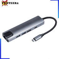 【 Ready Stock】 [Fenteer2  3c ] 5-in-1 USB-C Type C to 4K HDMI 2x USB 3.0 PD HUB Ethern