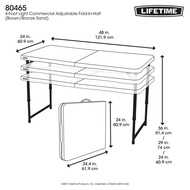 ☎♂❉Lifetime 4 FT Fold-In-Half Table - Brown