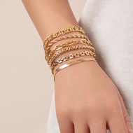 6-Piece Set Creative Stacking Bracelet Set Multi-Layer Metal Chain Bracelet