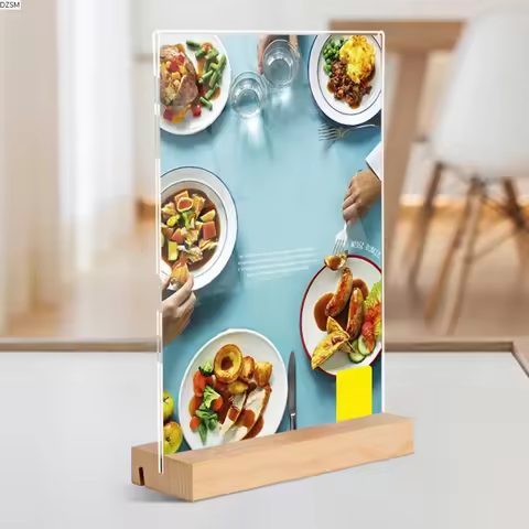 Slant/straight Groove Menu Paper Display Stand Highly Transparent A4 Menu Sign Holder Reusable 2 Use