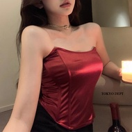 TOKYO DEPT [E8121] Taiwanese Classy Fishbone Tube Top.fishbone Vest Corset Top Slim-Fit Slimmer Look