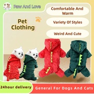 Dog Cat Christmas Funny Dinosaur Soft Cotton Hoodie Outfit Clothes Cat Clothes Dog Dinosaur Costume