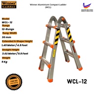 Winner Ladder Aluminium Compact Ladder WCL-12 Multipurpose Ladder 12 Step 150KG Duty Rating Heavy Du