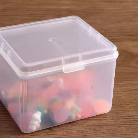 1Pcs with Lid Storage Box Rectangular Shape Plastic Storage Case Multi-purpose Clear Small Thing Con