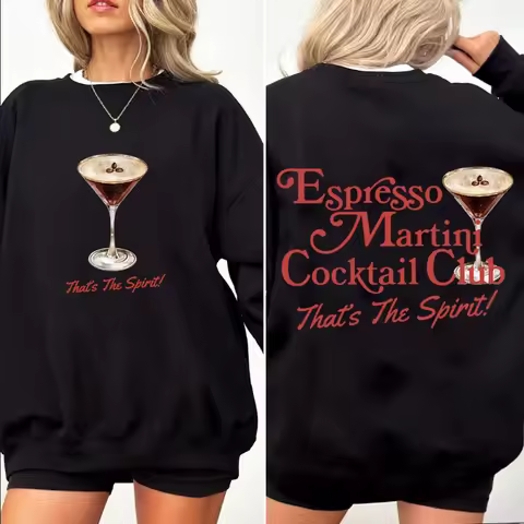 Espresso Martini Sweatshirt Cocktail Club Hoodie Old Money Aesthetic Retro Y2K Hoodies 90s Crewneck 