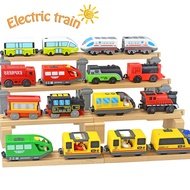 Electric Train Set Locomotive Magnetic Car Diecast Slot Fit All Brand Biro Wooden Train Track Railway For Kids Educational toys