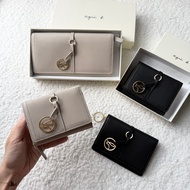 Agnes b Laced-Up Short Clip Long Small log Genuine Leather Soft Coin Bag Wallet Girl b. Classy Middl