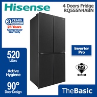 Hisense 4 Doors 520L Inverter Pro Refrigerator Fridge Peti Sejuk ( RQ555N4ABN )