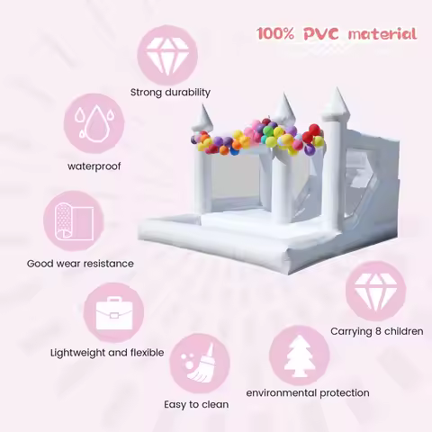 New Inflatable White Bounce House for Big Kids Adults with Slide &Ball Pit Commercial PVC White Boun