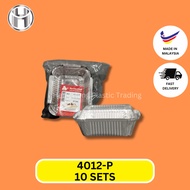 4012-P ALUMINIUM FOIL TRAY WITH LID / BAKE CONTAINER - 10 PCS PER PACK