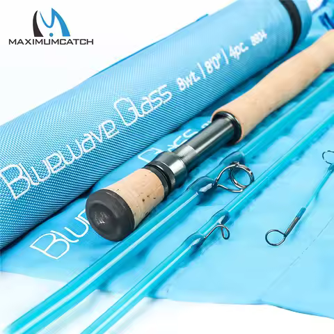 Maximumcatch Bluewave 8ft 8/10wt Saltwater Fly Fishing Rod Moderate Fast Action 4pc Transparent Fibe